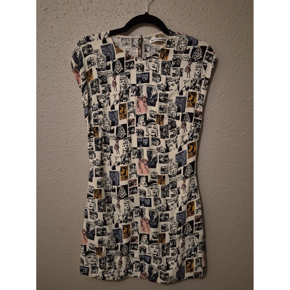 Reformation Lilah Mini Dress M Pop Art Comic Book Print Artsy Art To Wear $225